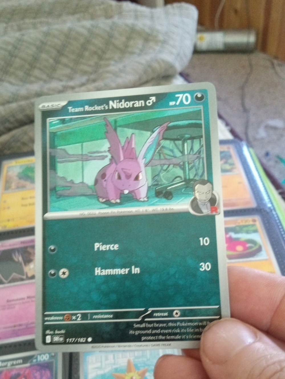 Pokemon Team Rocket's Nidoran ♂ Card - Teal, Pink